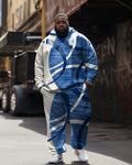 Big & Tall Blue Graphic Hoodie Sweatpants Set for big men view 1