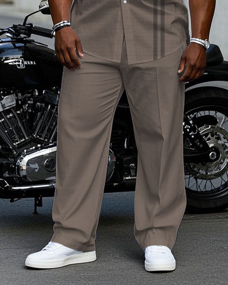 Big & Tall Brown Colorblock T-Shirt Pants Set for big men view 3