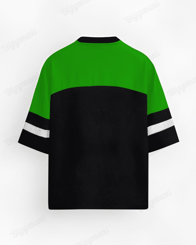 Big & Tall Black Green Colorblock T-Shirt for big men view 2