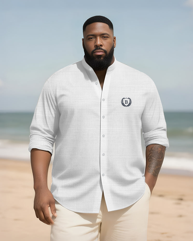 Big & Tall Graphic Patchwork Long Sleeve Shirt for big men view 2