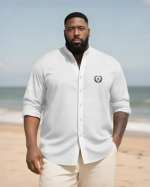 Big & Tall Graphic Patchwork Long Sleeve Shirt for big men view 2