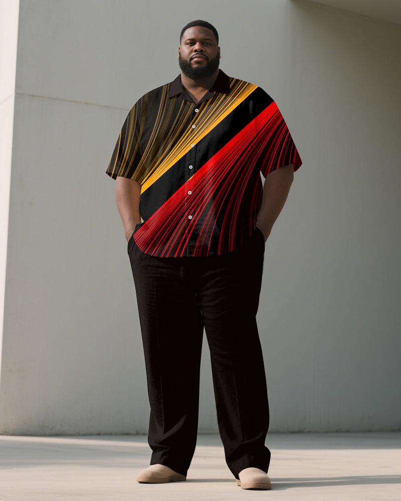 Big & Tall Red Yellow Colorblock T-Shirt Pants Set for big men view 1