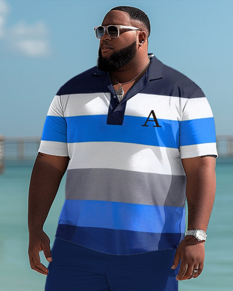 Big & Tall Colorblock Polo Shorts Set for big men view 2