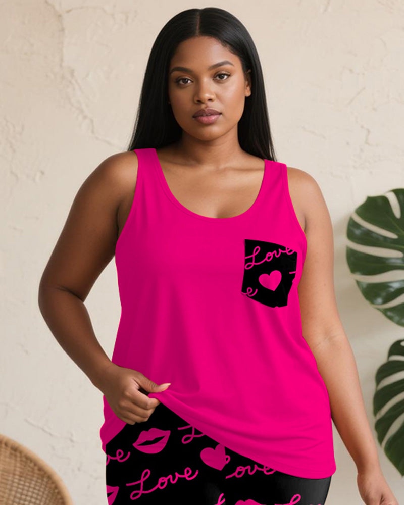 Big & Tall Red Graphic Two-piece Set for big men view 3