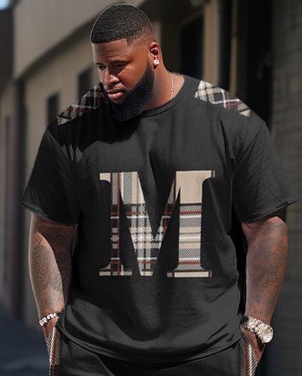 Big & Tall Plaid Streetwear Two-piece Set for big men view 2