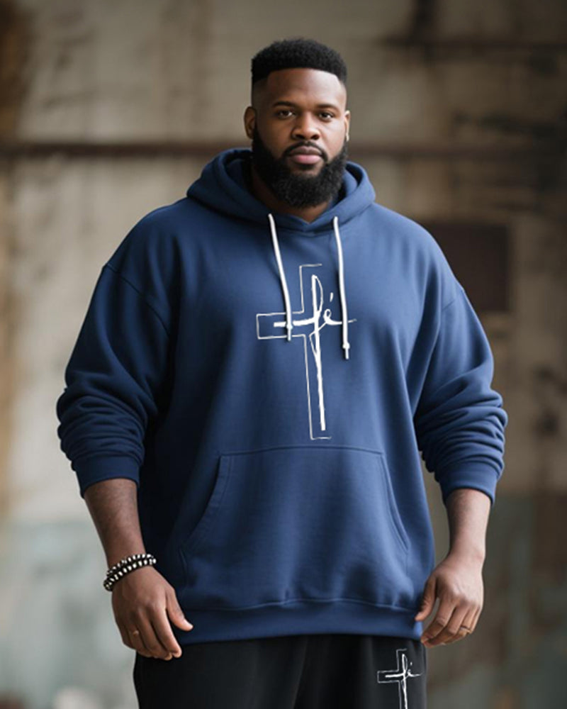 Big & Tall Graphic Streetwear Hoodie Sweatpants Set for big men view 2