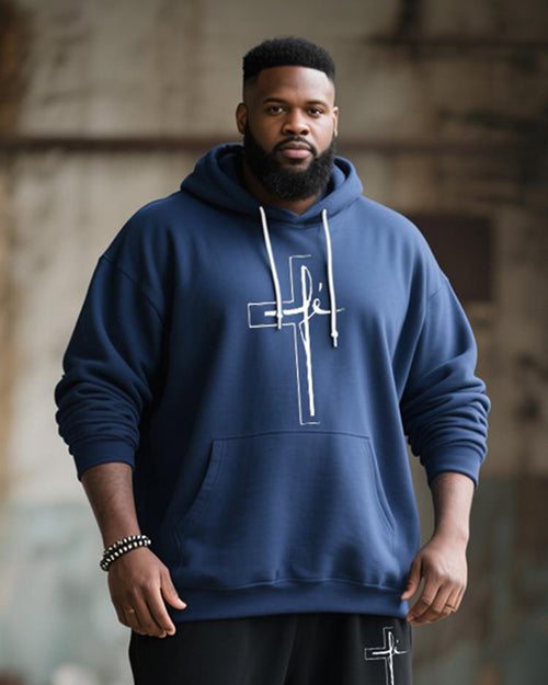 Big & Tall Graphic Streetwear Hoodie Sweatpants Set for big men view 2
