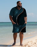 Big & Tall Hawaiian T-Shirt Shorts Set for big men view 1