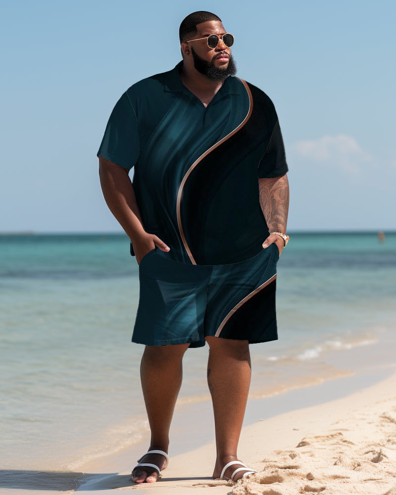 Big & Tall Hawaiian T-Shirt Shorts Set for big men view 1