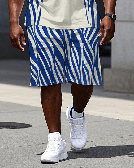 Big & Tall Striped Polo Shorts Set for big men view 3