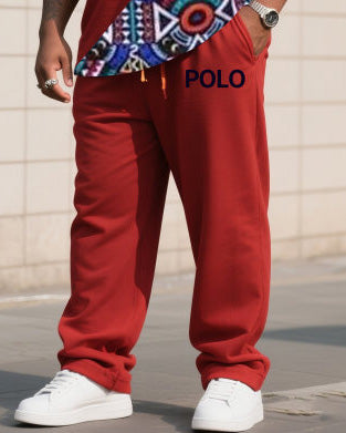 Big & Tall Red Patchwork Two-piece Set for big men view 3