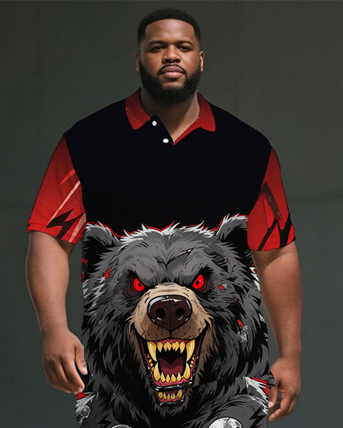 Big & Tall Skull Polo Shorts Set for big men view 2