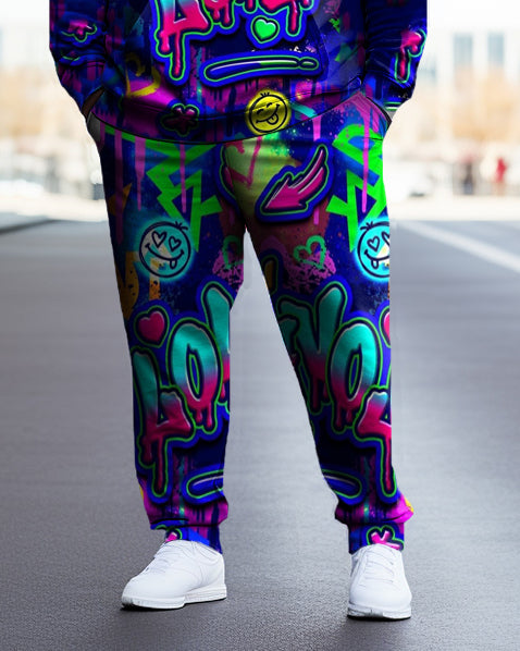 Big & Tall Graphic Hoodie Sweatpants Set for big men view 3