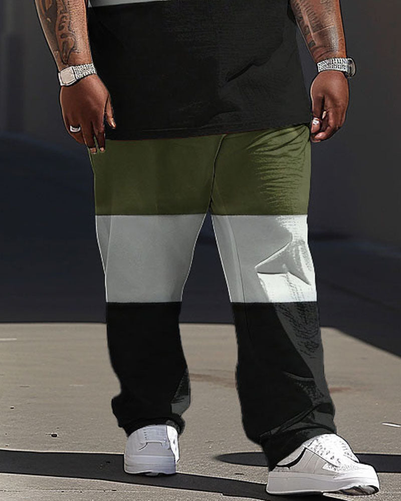 Big & Tall Colorblock Streetwear Two-piece Set for big men view 3