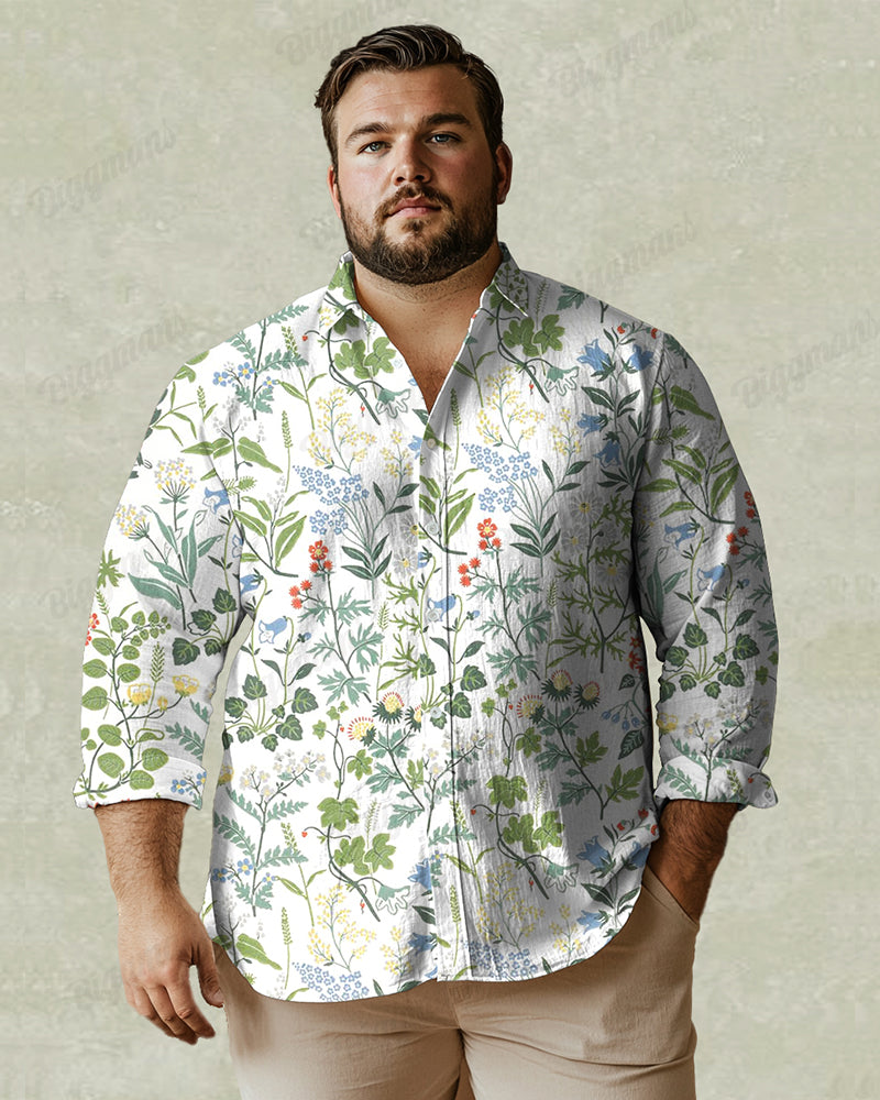 Big & Tall Graphic Floral Long Sleeve Shirt for big men view 1