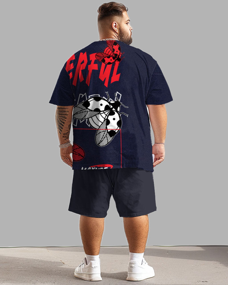 Big & Tall Graphic T-Shirt Shorts Set for big men view 2