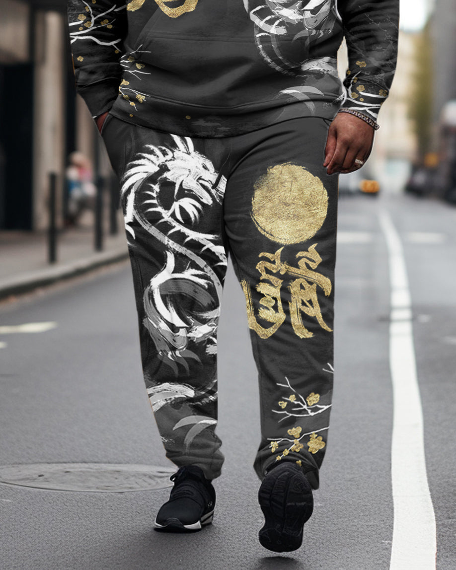 Big & Tall Graphic Hoodie Sweatpants Set for big men view 3