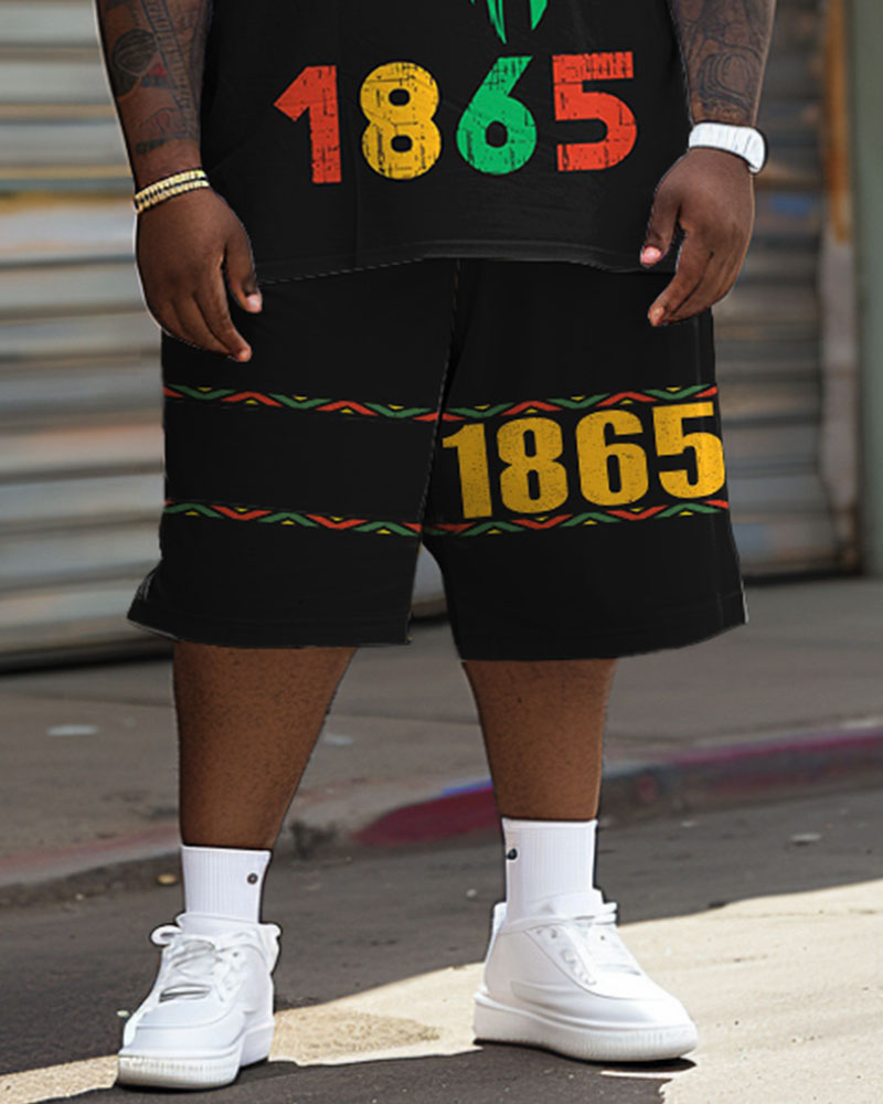 Big & Tall Juneteenth T-Shirt Shorts Set for big men view 4