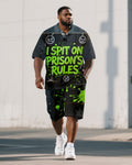 Big & Tall Graphic Splash Ink Polo Shorts Set for big men view 1