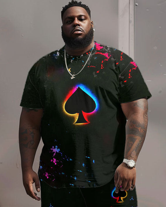 Big & Tall Graphic Streetwear T-Shirt Shorts Set for big men view 2