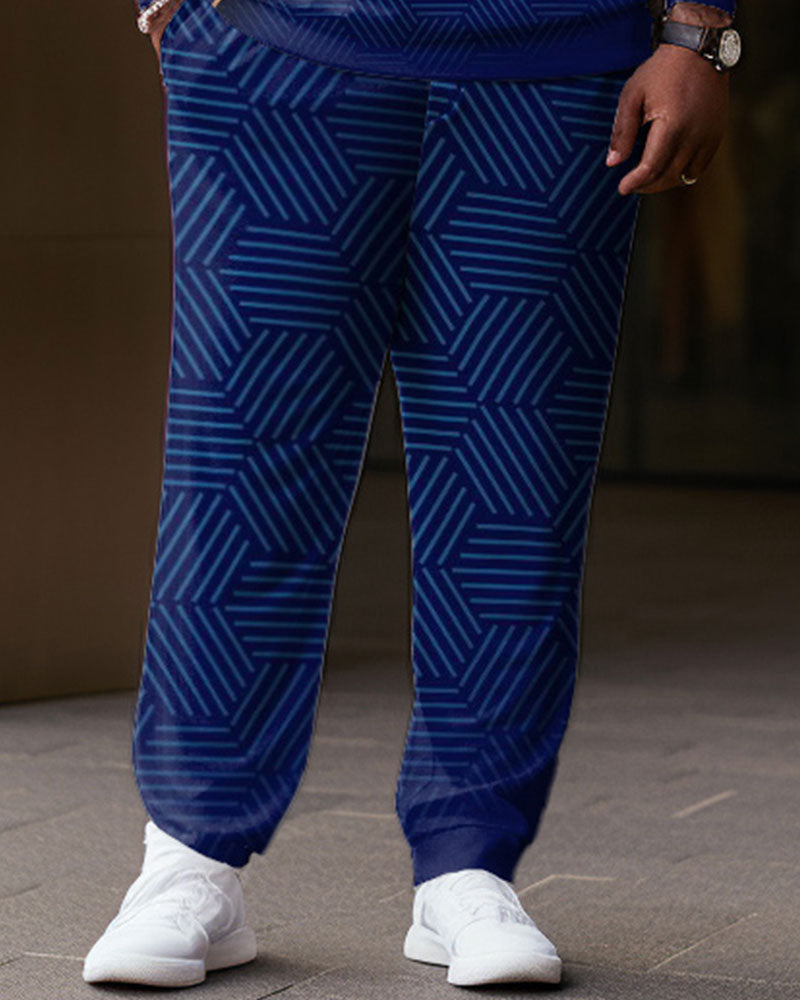 Big & Tall Geometric Polo Pants Set for big men view 3