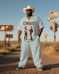 Big & Tall Western T-Shirt Pants Set for big men view 2
