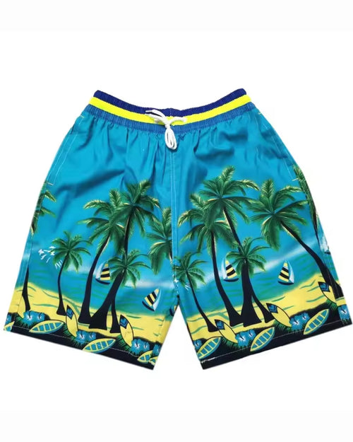Big & Tall Green Hawaiian Striped Shorts for big men