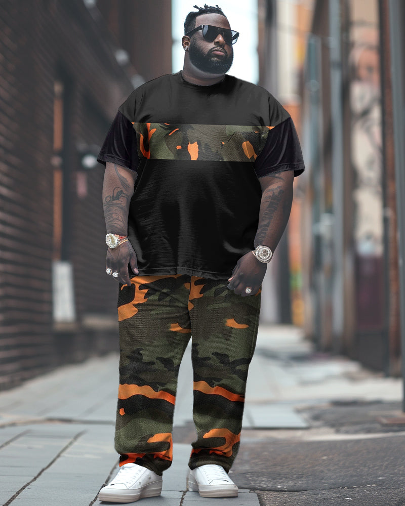 Big & Tall Graphic Camouflage T-Shirt Pants Set for big men view 1