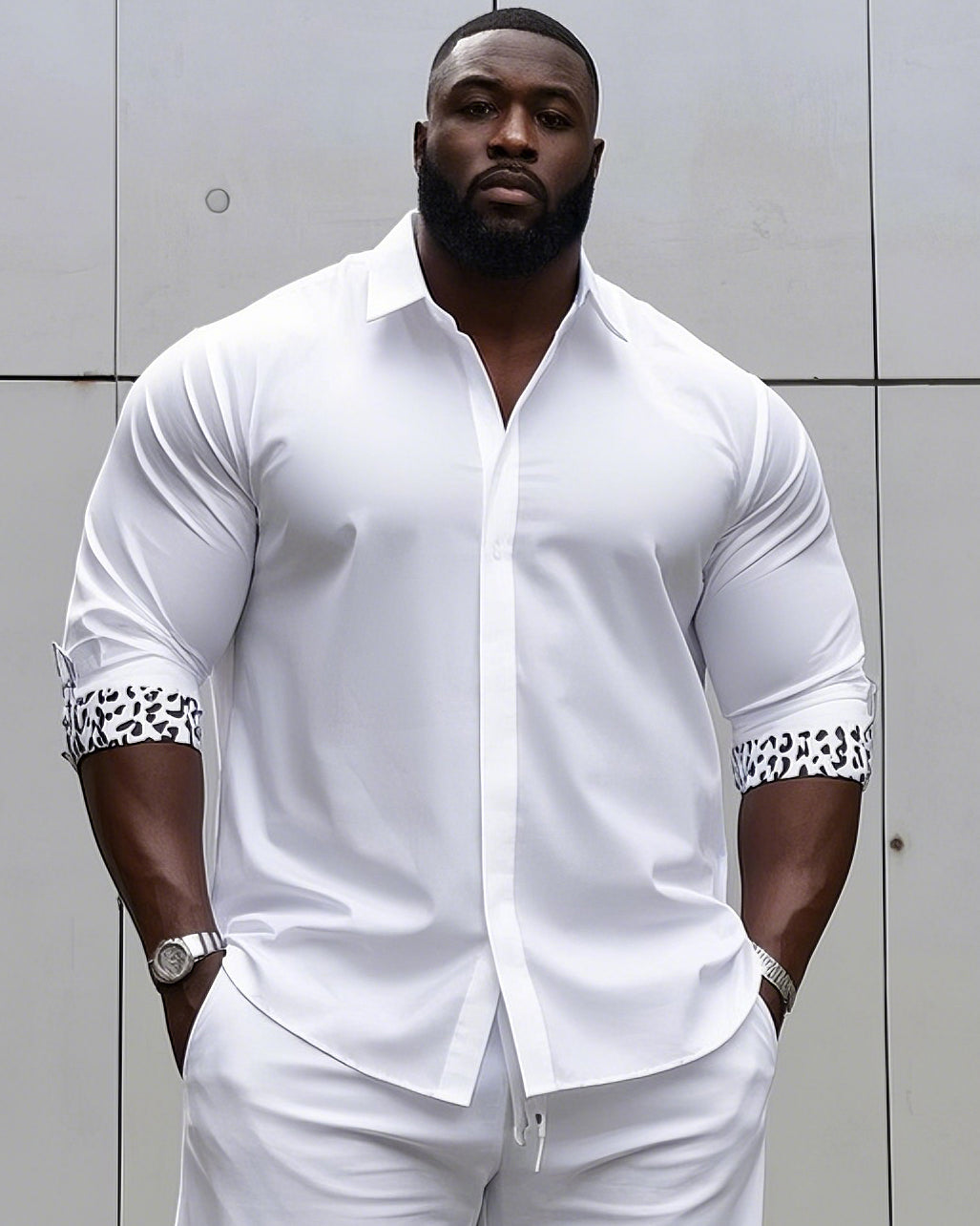 Big & Tall Business Casual Vintage T-Shirt Shorts Set for big men view 5