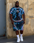 Big & Tall Graffiti Streetwear T-Shirt Shorts Set for big men view 1