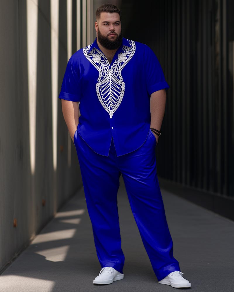 Big & Tall Business Casual T-Shirt Pants Set for big men view 1