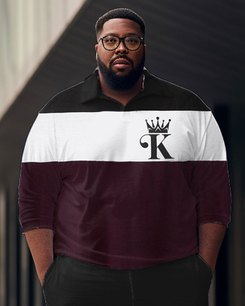 Big & Tall Colorblock Graphic T-Shirt Pants Set for big men view 2