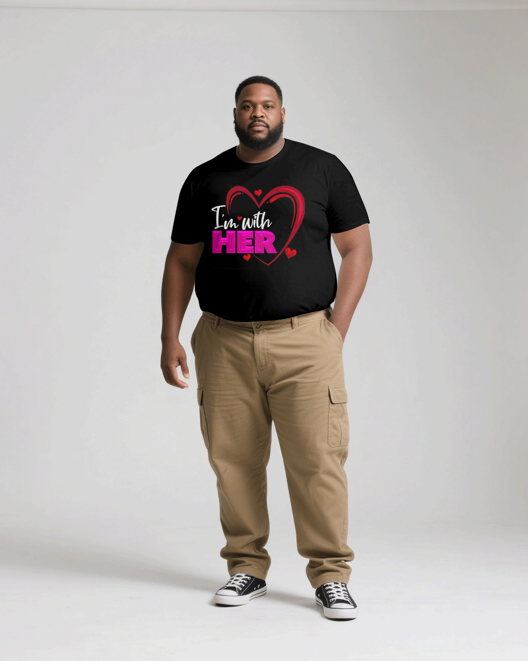 Big & Tall Black T-Shirt Pants Set for big men view 2