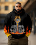Big & Tall Yellow Graphic Streetwear Hoodie for big men