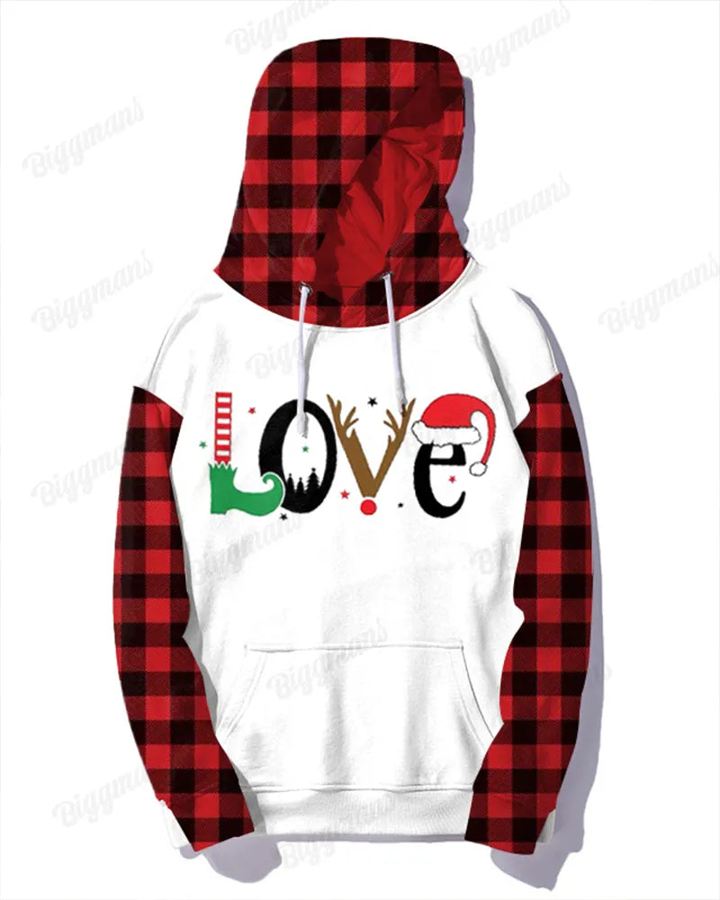 Big & Tall Plaid Hoodie Sweatpants Set for big men view 3
