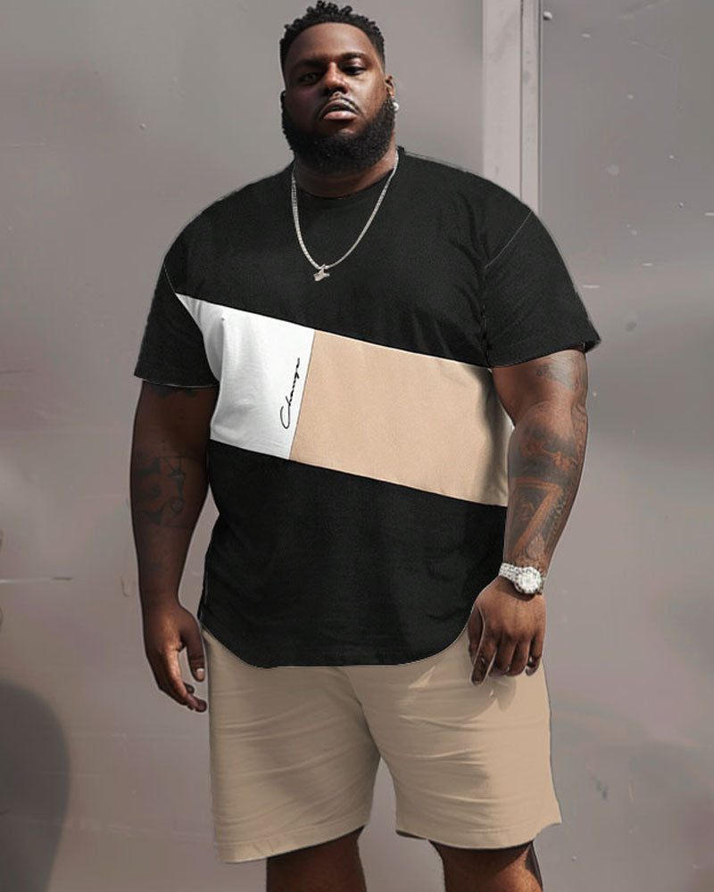 Big & Tall Colorblock T-Shirt Shorts Set for big men view 1
