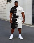 Big & Tall Graphic Streetwear T-Shirt Shorts Set for big men view 1