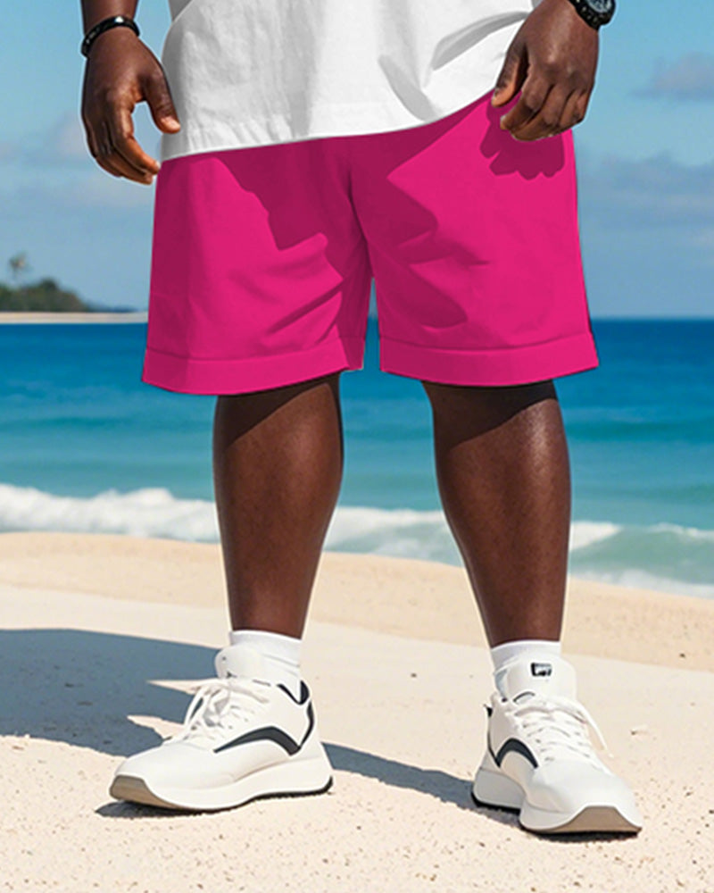 Big & Tall Hawaiian Gradient T-Shirt Shorts Set for big men view 4