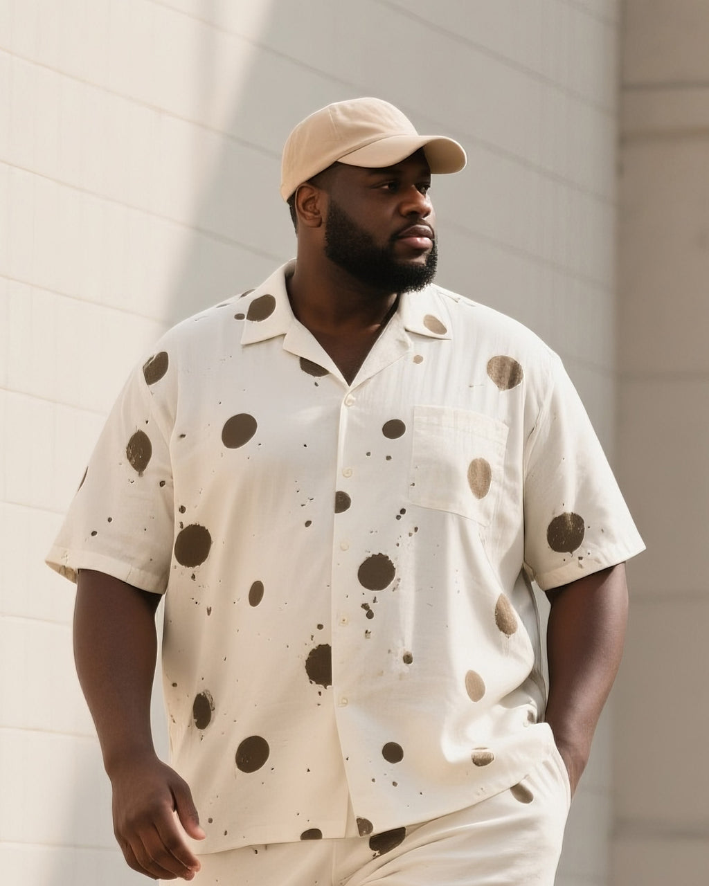 Big & Tall Colorblock Geometric T-Shirt Shorts Set for big men view 2