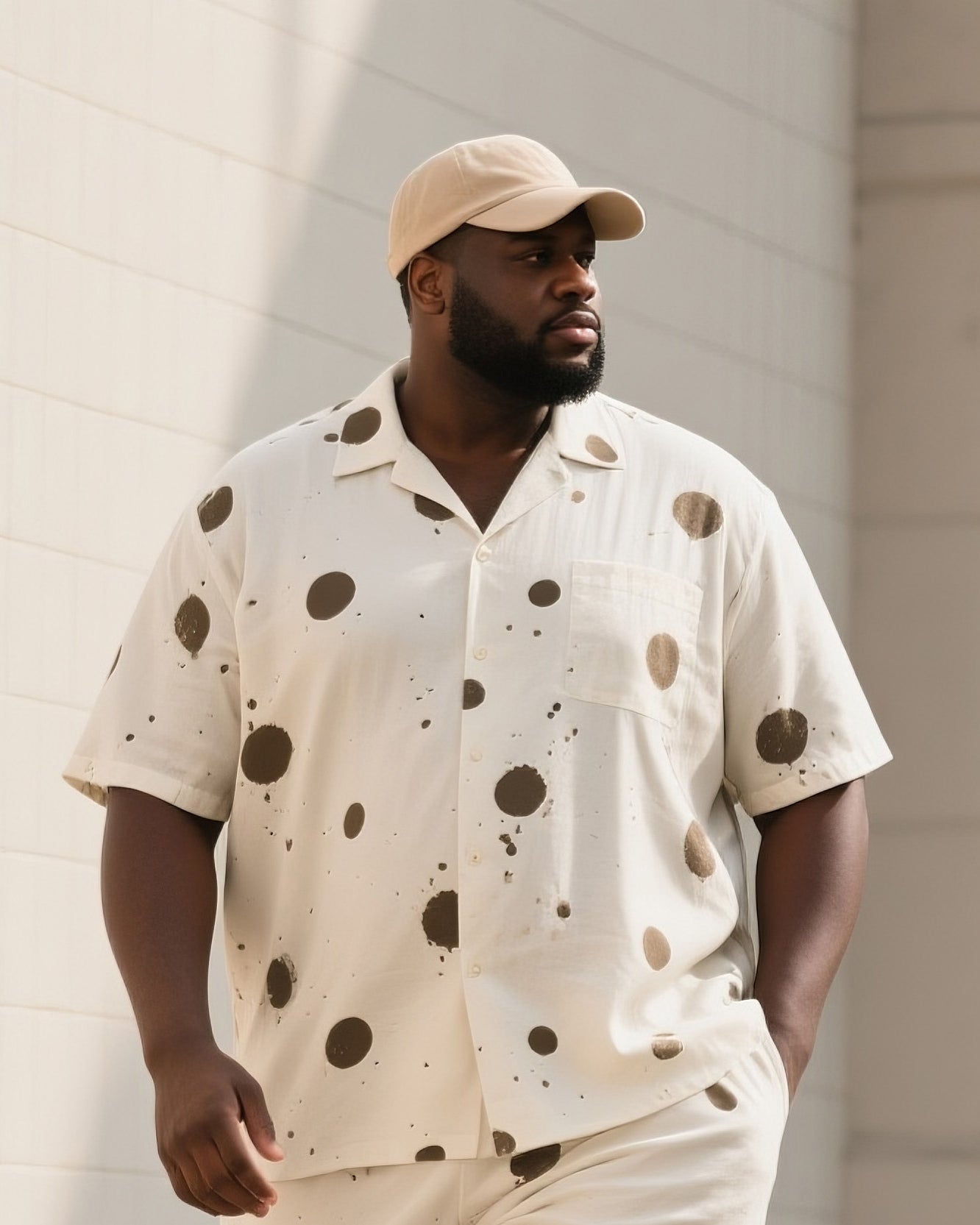 Big & Tall Colorblock Geometric T-Shirt Shorts Set for big men view 2