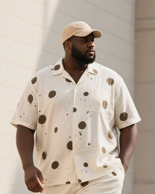 Big & Tall Colorblock Geometric T-Shirt Shorts Set for big men view 2