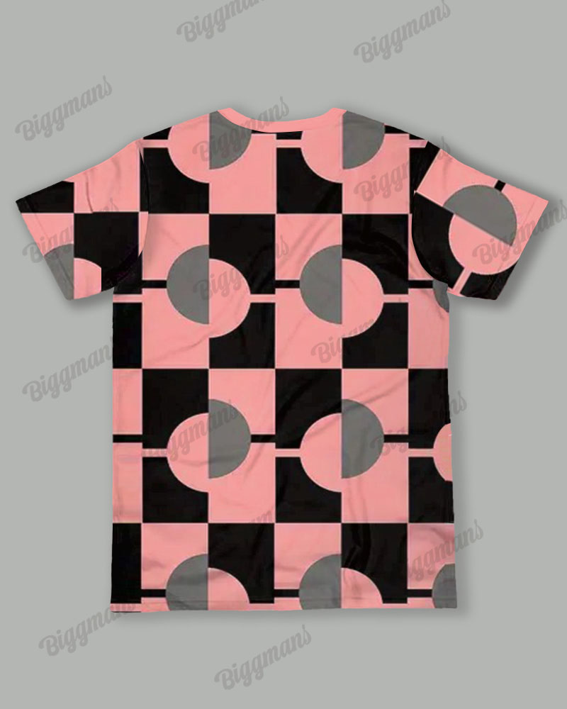 Big & Tall Pink Geometric Graphic T-Shirt Pants Set for big men view 3