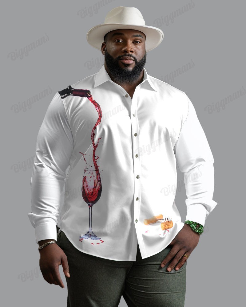 Big & Tall Red Business Casual Long Sleeve Shirt for big men
