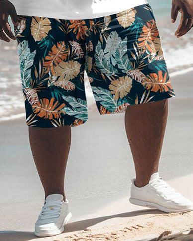 Big & Tall Hawaiian Floral Patchwork Two-piece Set for big men view 3