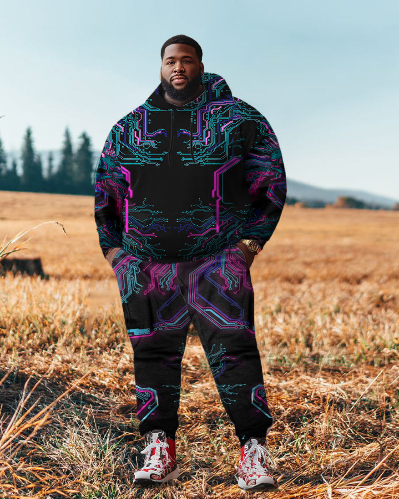 Big & Tall Geometric Hoodie Sweatpants Set for big men view 1