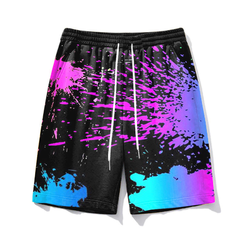 Big & Tall Graphic Splash Ink Athletic Shorts for big men