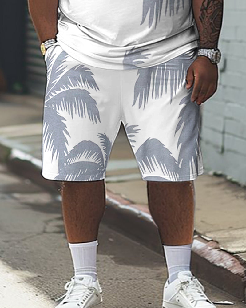 Big & Tall Hawaiian Graphic T-Shirt Shorts Set for big men view 3