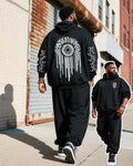 Big & Tall Black Graphic Hoodie Sweatpants Set for big men view 1