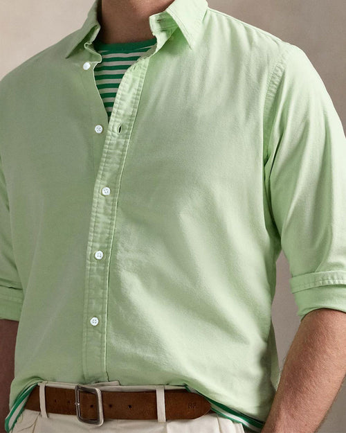 Big & Tall Green Solid Color Long Sleeve Shirt for big men view 2