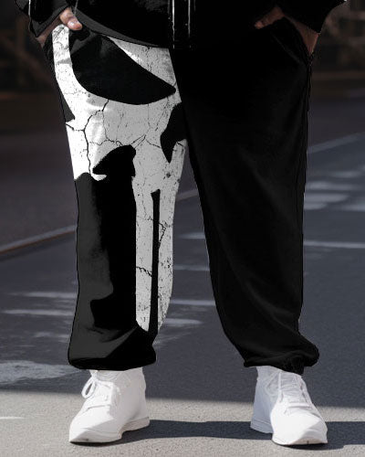 Big & Tall Graphic Skull Hoodie Sweatpants Set for big men view 3